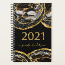 Elegantes Black & Gold Marmor 2021 Terminierungsbu
