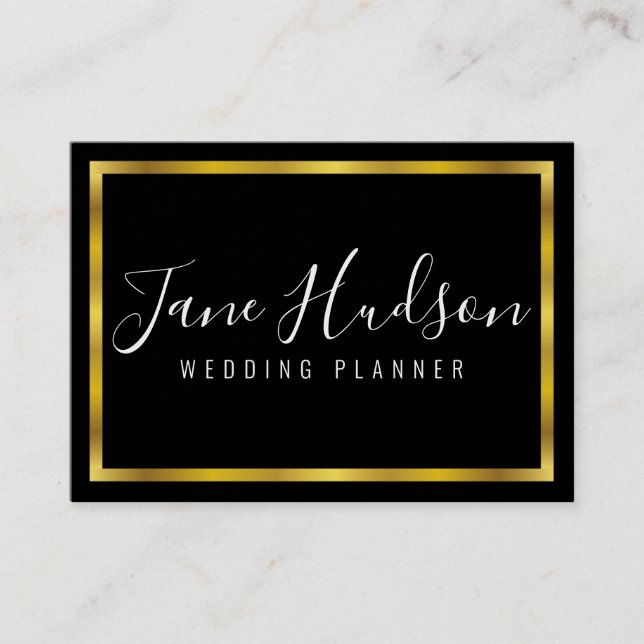 Elegantes Black Gold Minimalistisch Editable 3.5x2 Visitenkarte (Vorderseite)