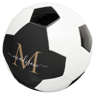 Elegantes Black Gold Monogram Niedlich Girly Scrip Fußball