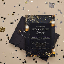 Elegantes Black & Gold New Year's Eve Party