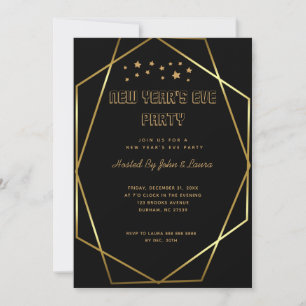 Elegantes Black & Gold New Years Party Ankündigung
