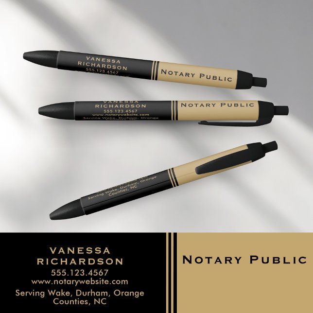 Elegantes Black & Gold Notary Marketing Kugelschreiber (Von Creator hochgeladen)
