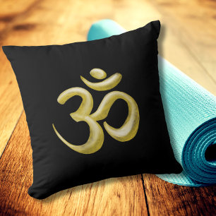 Elegantes Black Gold Om Sanskrit Symbol Kissen