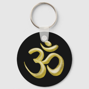 Elegantes Black Gold Om Sanskrit Symbol Schlüsselanhänger