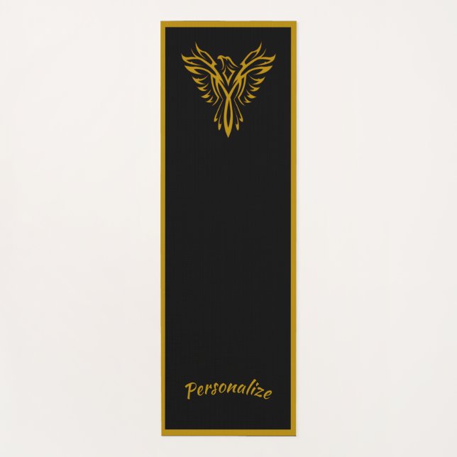 Elegantes Black Gold Phoenix Zen Yoga Namaste Yogamatte (Vorderseite)