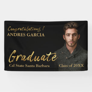 Elegantes Black Gold Pinselstrich Text Graduate Fo Banner