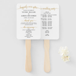 Elegantes Black Gold Script Minimal Wedding Progra Fächer