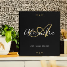 Elegantes Black-Gold-Script-Name Monogram-Rezept