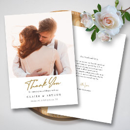 Elegantes Black & Gold-Signature-Foto Dankeskarte