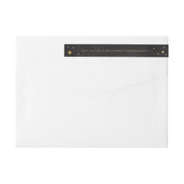 Elegantes Black+Gold Stars Wraparound-Adressetiket
