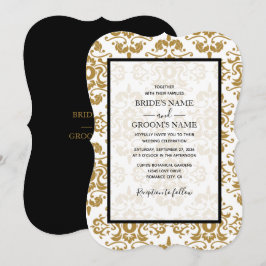 Elegantes Black Gold Vintage Einladung zur Hochzei