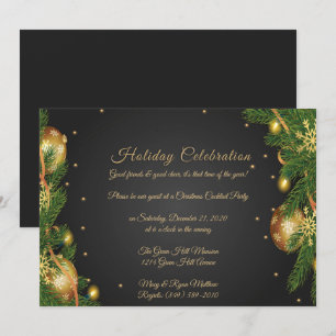 Elegantes Black & Gold Weihnachten Party Einladung