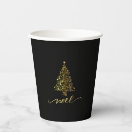 Elegantes Black & Gold Weihnachtsbaum Weihnachten Pappbecher