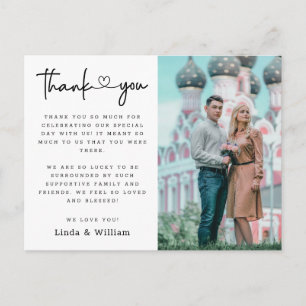 Elegantes Black Heart Script Foto Wedding Vielen D Postkarte