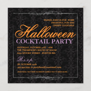 Elegantes Black Lace Halloween Cocktail Party Einladung