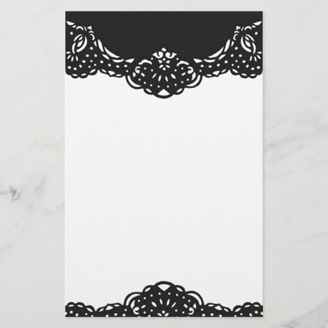 Elegantes Black Lace Verziert Briefpapier (Vorderseite)