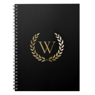 Elegantes Black Laurel Wreath Monogramm Notizblock