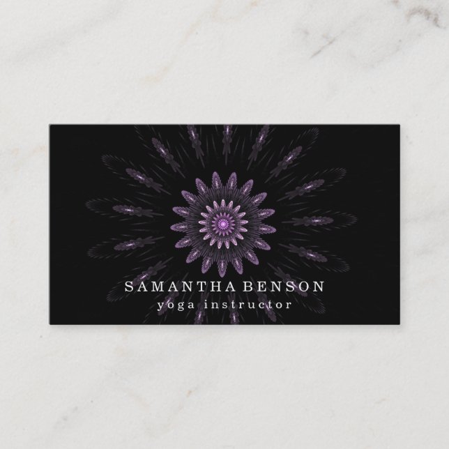 Elegantes Black Lotus Blume Logo Yoga Visitenkarte (Vorderseite)