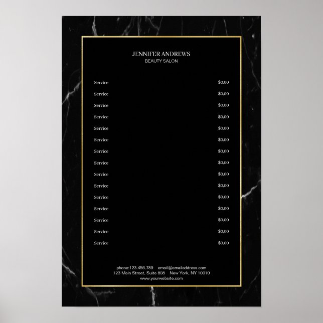 Elegantes Black Marble Gold Poster (Vorne)