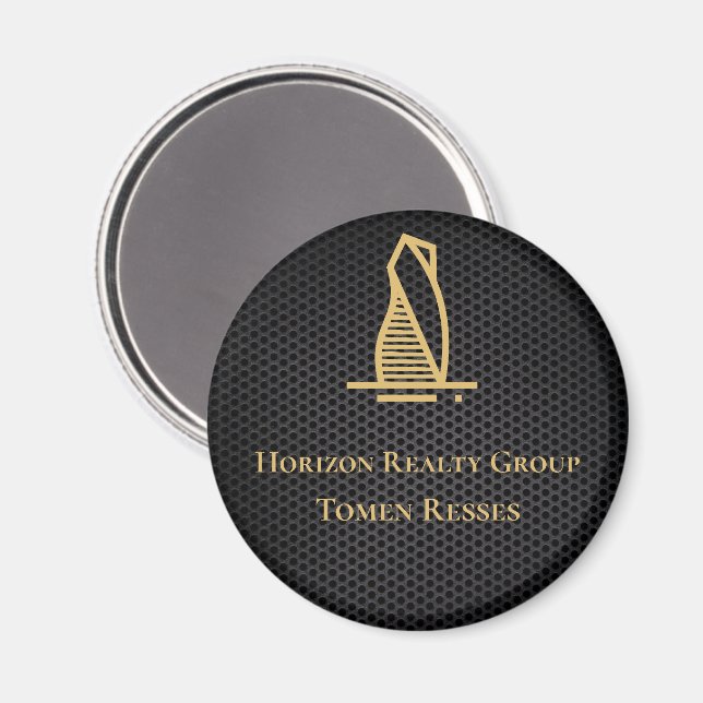 Elegantes Black Metallic Real Anwesen Magnet (Vorderseite/Rückseite)