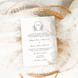 Elegantes Black Monogram QR UAwg Wedding Einladung