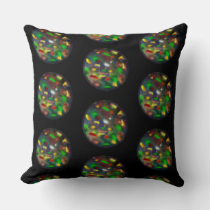 Elegantes Black Opal Jewel Pattern auf schwarz Kissen