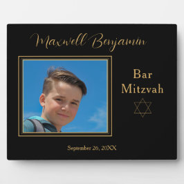 Elegantes Black Personalisiert Bar Mitzvah Foto Fotoplatte