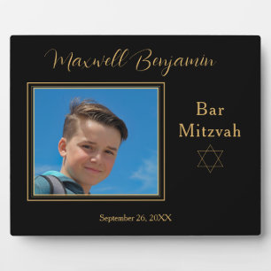 Elegantes Black Personalisiert Bar Mitzvah Foto Fotoplatte