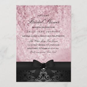 Elegantes Black & Pink Bow Brautparty laden Sie ei Einladung