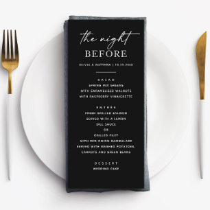 Elegantes Black Probe Dinner   Modernes Minimalist Menükarte