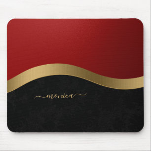 Elegantes Black Red Gold Personalisiert Mousepad