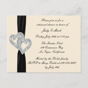 Elegantes Black Ribbon Probe Dinner Einladung