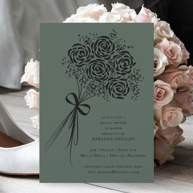 Elegantes Black Rose Bouquet Brautparty Einladung (Von Creator hochgeladen)