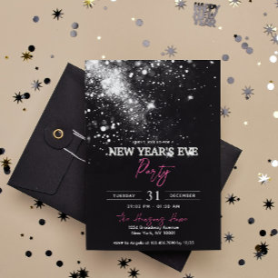 Elegantes Black Silver Glitzer Silver Silver Party Einladung
