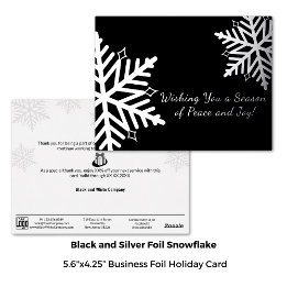 Elegantes Black Silver Winter Snowflake Business Folien Feiertagspostkarte