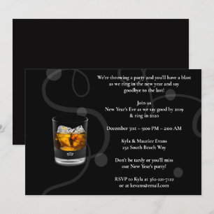 Elegantes Black Silvester Party Einladung