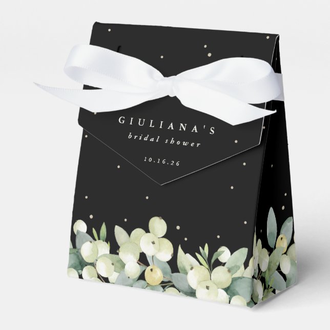 Elegantes Black Snowberry+Eukalyptus Brautparty Geschenkschachtel (Vorderseite)
