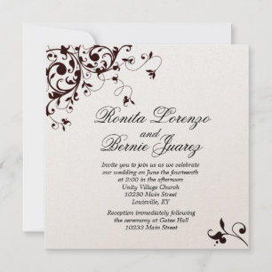 Elegantes Black Swirl - metallisches Champagnerpap Einladung