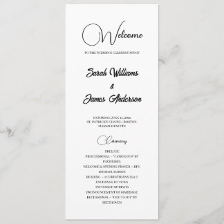 Elegantes Black Typografy White Wedding Program Programm