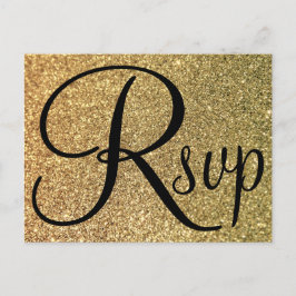 Elegantes Black UAWG Gold Glitzer Foto Einladungspostkarte