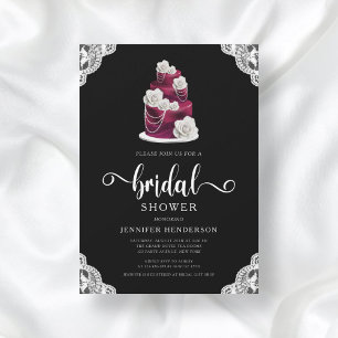 Elegantes Black Wedding Cake Brautparty Einladung