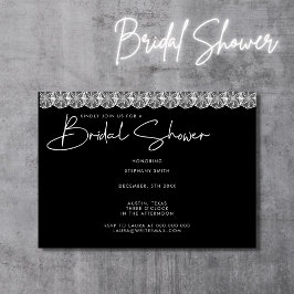 Elegantes Black & White Lace Brautparty Einladung
