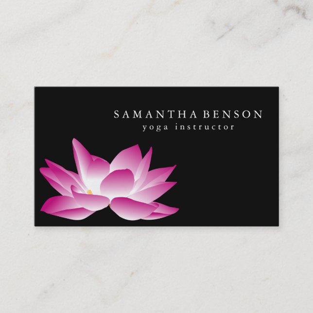 Elegantes Black & White Lotus Blume Logo Yoga Busi Visitenkarte (Vorderseite)