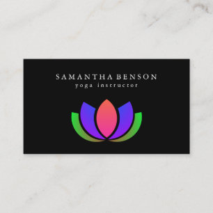 Elegantes Black & White Lotus Blume Logo Yoga Busi Visitenkarte