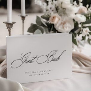 Elegantes Black & White Monogram Wedding Guest Boo Gästebuch
