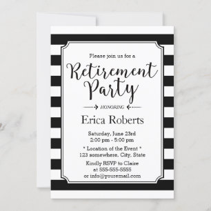 Elegantes Black & White Stripes Retirement Party Einladung