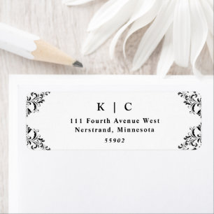 Elegantes Black & White Wedding Rücksendetikett
