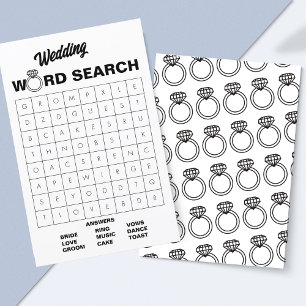 Elegantes Black & White Wedding Word Search Game