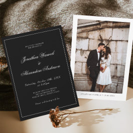 Elegantes Black Winter Wedding Foto Einladung