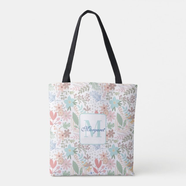 Elegantes Bläschen-Blume-Leaf-Monogramm Tasche (Rückseite)